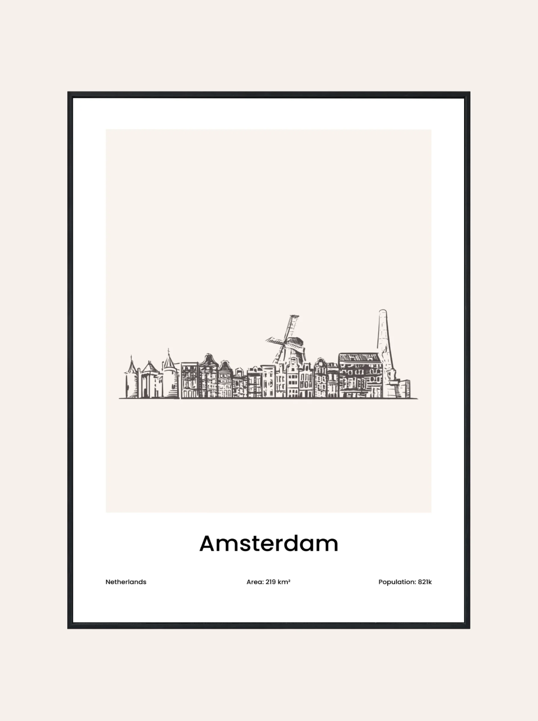Plakat Rysunek Amsterdam
