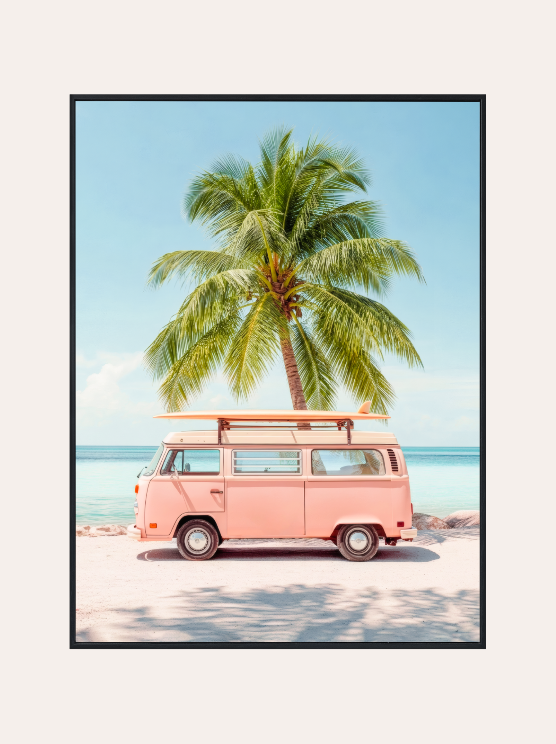Plakat Różowy Van na Plaży